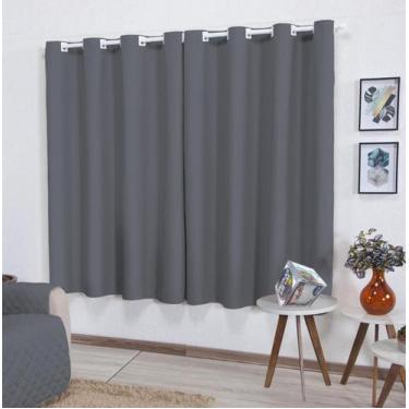 Imagem de Cortina Roma 3,00m X 1,70m Cinza Escuro P/ Varão Até 2m Sala - Enxovai
