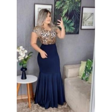 Imagem de Saia Longa Plus Size Sereia Moda Evangélica Feminina - Miss Flower, Az