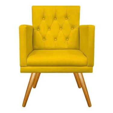 Imagem de Poltrona Decorativa Fernanda Pés Palito Mel Sala de Espera Recepção Co
