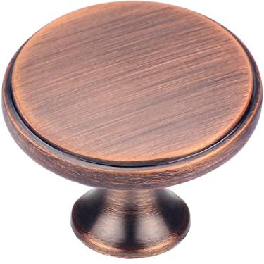 Imagem de HUGOLEM 2 puxadores de gaveta em forma redonda bronze vermelho elegante armário de cozinha vintage escovado antigo puxadores de cômoda de cobre escovado puxadores de janela de porta ferragens de