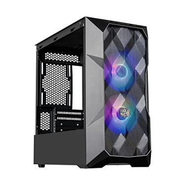 Imagem de Cooler Master TD300 Torre Micro-ATX de malha branca com tela poligonal frontal e painel superior removível, ARGB/PWM Hub de vidro temperado, ventiladores de iluminação PWM ARGB