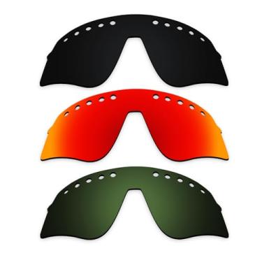 Imagem de Alphax 3 lentes de reposição polarizadas pretas e vermelho fogo e verde para óculos de sol esportivos Oakley Sutro Lite Sweep Ventilado OO9465