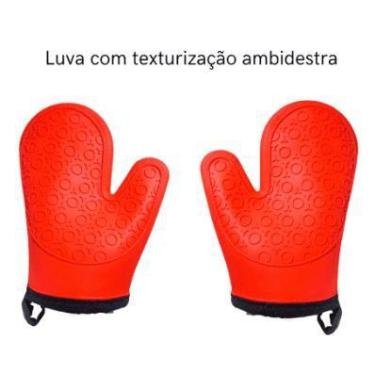 Imagem de Luva Térmica Silicone Forrada Forno Fogão Pegador Protetora Alta Tempe