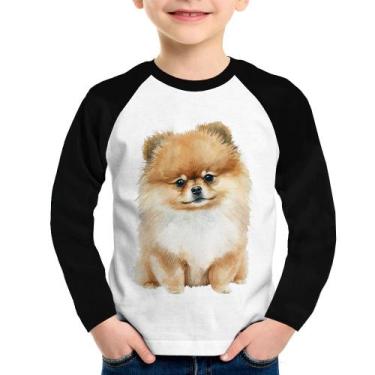 Imagem de Camiseta Raglan Infantil Cachorro Spitz Alemão Lulu da pomerânia Manga