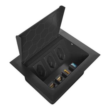 Imagem de Caixa de embutir 3 tomada 3 rj45 1 usb charger - preto - QTMOV