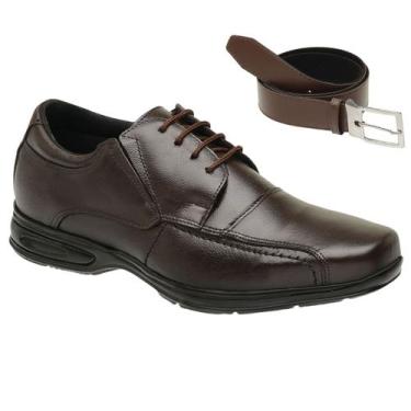 Imagem de Sapato Social Masculino Ortopédic Moderno Cinto - Gmm Shoes, Marrom, 4