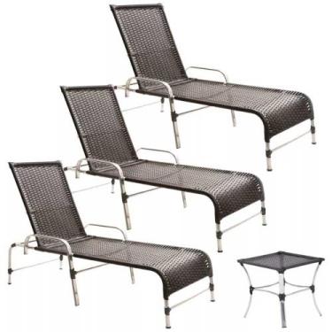 Imagem de 3 Espreguiçadeiras e Mesa para Piscina, Área, Varanda Trama Original, 