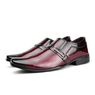 Imagem de Sapato Social Masculino Bordô Verniz Moderno Casual Estiloso - Dallu C
