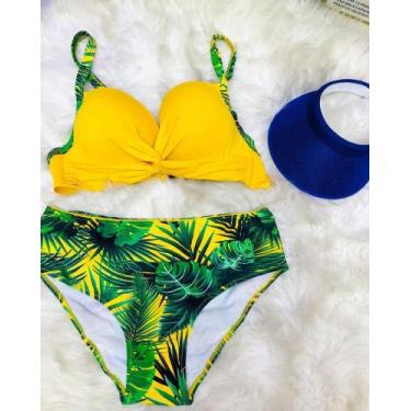 Imagem de biquini Hot pants/estampado verão,fundo amarelo - majestade modas