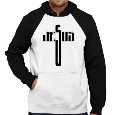 Imagem de Moletom Jesus Cruz - Foca na Moda, Branco, Preto, G