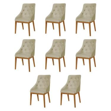 Imagem de Kit 8 Cadeiras de Jantar Luxo Estofada Elisa Anatômica Capitonê Veludo
