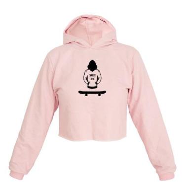 Imagem de Cropped Feminino Moletom Estampa Skate Board Flanela Inverno - Ragor, 