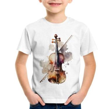 Imagem de Camiseta Infantil Violino - Foca na Moda, Branco, 14