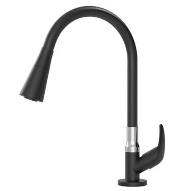 Imagem de 1168 color duo all black Torneira cozinha pia gourmet preta bancada fl