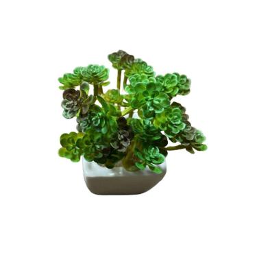 Imagem de Suculentas Artificiais Mini Vaso Cerâmica Branco