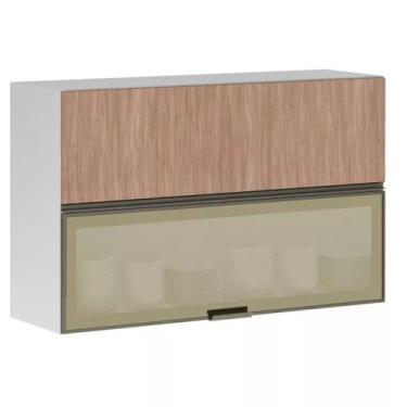 Imagem de Armário Basculante Misto Perola 120 cm 2 Portas Alumínio e com Vidro R