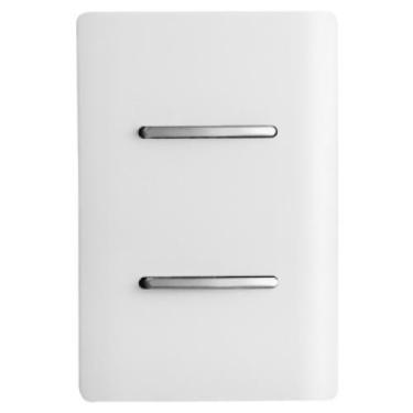 Imagem de Cj interruptor duplo simples com suporte 4x2 - dicompel novara branco 