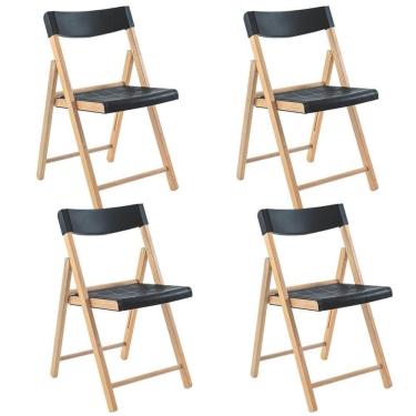 Imagem de Kit 4 Cadeiras de Madeira Dobrável Tramontina Potenza em Madeira Mista Com Acabamento Preto 13748932