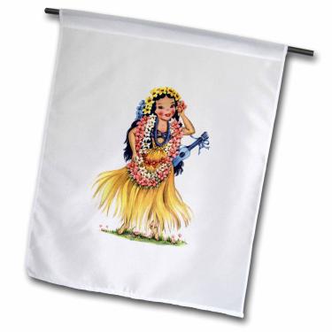 Imagem de 3dRose fl_204936_1" Impressão de linda bandeira de jardim de boneca retrô havaiana, 30 x 45 cm