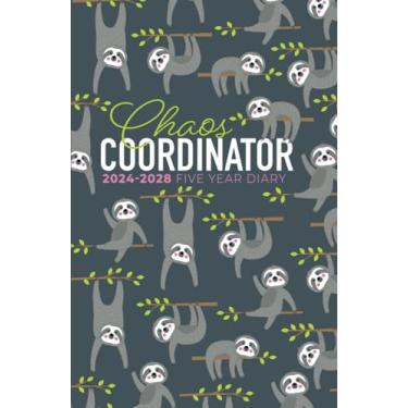 Imagem de 5 Year Diary 2024-2028 | A5 Chaos Coordinator Sloths (hardcover): Month to View Planner with UK Holidays, Vision Board, Moon Phases, Birthdays & Celebrations, Contacts, Passwords (Five Years)