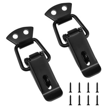 Imagem de Aifeier ET Fechaduras pretas de aço inoxidável, fivela de fecho de trava de porta com mola com parafusos de montagem pretos para armários, caixa de madeira, caixas de ferramentas e caixas, pacote com