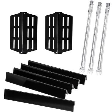 Imagem de Hiorucet 62752 7620 7622 barras aromatizadoras tubo queimador defletor de calor para Weber Series E310 E320 E330 EP310 EP320 EP330 com botão de controle frontal, peças de grelha de aço de porcelana