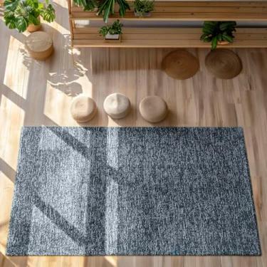 Imagem de Tapete Sisal Sintético Mesclado para Sala e Quarto, 150x200 cm (Chumbo Marfim)