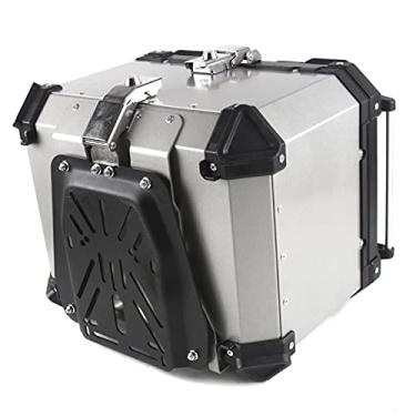 Imagem de Mala de viagem para motocicleta, 28 L, 45 L, caixa de ferramentas de armazenamento traseiro para motocicleta, capa superior de capacete, trava de porta-malas, de alumínio, removível, impermeável,