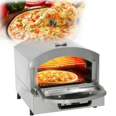 Imagem de Forno elétrico para pizza de 2000 W, forno para pizza de bancada em aço inoxidável, forno para pizza de camada única, controle preciso de temperatura de 122℉-662℉, aquecimento rápido