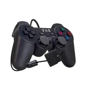 Imagem de Controle para PS2 com Fio, 1,5 metros, Dual Shock Analógico, Vibração, Preto