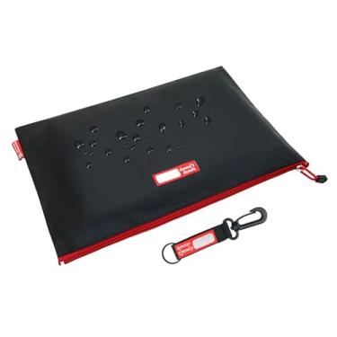 Imagem de Bolsa organizadora de pasta de arquivos de plástico para armazenamento de documentos Rough Enough com zíper 40,6 x 28,8 cm, repelente de água preta para viagens e escritório