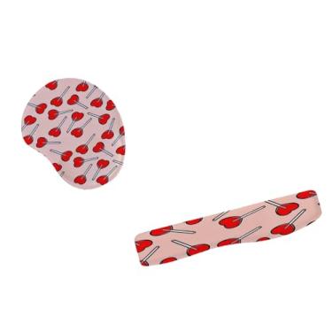 Imagem de Kit Mouse Pad E Apoio Teclado Ergonômico Pirulito De Coração