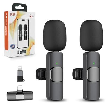 Imagem de JLB Microfone de lapela sem fio baseado nos EUA, pacote com 2 para iPhone, iPad, dispositivos USB-C, Plug & Play, cancelamento de ruído, captação de som de 360°, modo de reverberação, alcance de 20