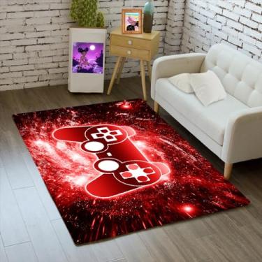Imagem de Tapete de videogame, tapetes de área de controle de gamepad impressos em 3D para quarto meninos sala de estar vermelho grande tapetes de gamer legais design de arte de jogos decoração de casa capacho de cristal, tapetes de ioga, 89 cm x 58 cm