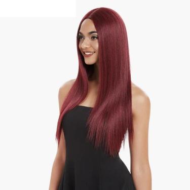 Imagem de Peruca Lisa Sem franja Marsala Fibra Orgânica 70cm - GM Hair