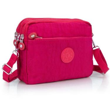 Imagem de Bolsa feminina pequena tira colo  de lado com 3 divisórias - HXT, Rosa