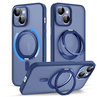 Imagem de Capa para iPhone 13 e iPhone 14 com suporte magnético invisível [proteção contra quedas militar][compatível com MagSafe] [ótima sensação de aderência] Capa transparente fina à prova d'água resistente