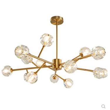 Imagem de ZZZYZ Lustre Sputnik de cristal moderno de 15 luzes vintage latão dourado industrial durante a luz lâmpada de teto de cristal irregular para pia de cozinha barra de cobre e cristal 80 * 41 cm