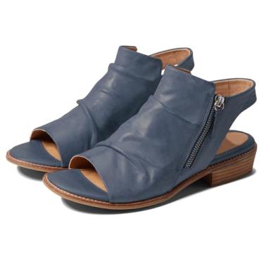 Imagem de MOOMMO Sandália feminina de salto baixo, botinhas, peep toe, sandálias com zíper lateral, recortadas, costas nuas, salto grosso, cano baixo, bico aberto, plissado, vintage, casual, sandálias de salto