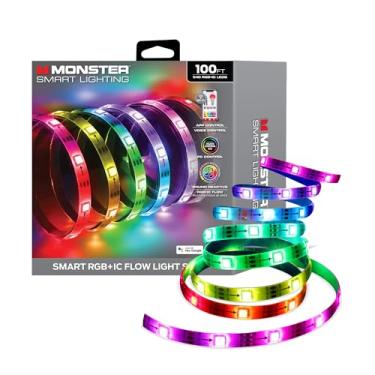 Imagem de Monster Fita De Led Inteligente Rgb+Ic, Fita De Led Multicolorida Reativa A Som Para Ambientes Internos De 30 Metros, Compatível Com Aplicativo, Alexa E Google Home, Luzes Inteligentes Para Jogos Ra