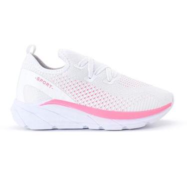 Imagem de Tenis Meia Feminino Esportivo Treino Academia Light Sport, Branco, Ros