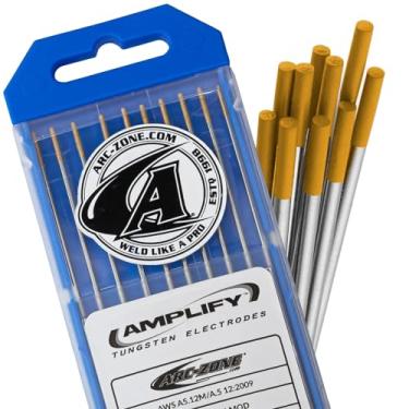 Imagem de Eletrodo de tungstênio Arc-Zone Amplify para soldagem TIG, 1,5% lantanado 3/81.3 cm x 17.8 cm (ouro, EWLa-1.5) pacote com 10
