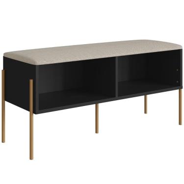 Imagem de Sapateira Banco Hall De Entrada Industrial Indy A03 Nero Dourado