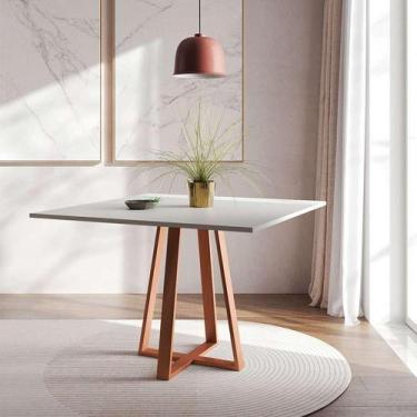 Imagem de Mesa de Jantar Quadrada Mônaco Cobre e Branca 90 cm - New Green