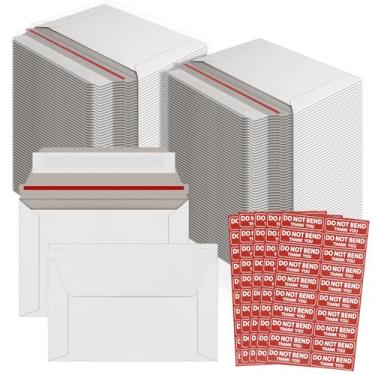 Imagem de CXIIPOL Pacote com 100 envelopes rígidos de 11,5 x 16,5 cm, envelopes de fotografia brancos resistentes de papelão plano protetor para fotos, documentos, CD, moedas, carimbos