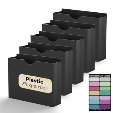 Imagem de NORDUN Jaquetas de arquivo de plástico tamanho carta, pacote com 12 pastas de bolso manilla reforçadas, pasta de arquivo expansível de 5 cm para documentos, arquivos de bolso de expansão resistente