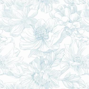 Imagem de Dimoon Papel de parede de 1000.8 cm x 43.9 cm Peel and Stick Floral Contact Paper Boho branco azul papel de parede removível autoadesivo moderno papel de parede para quarto, armários de banheiro