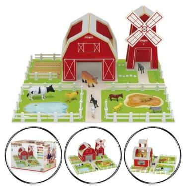 Imagem de Brinquedo infantil Fazendinha em Madeira, Casa e Moinho - Junges