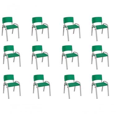 Imagem de Kit 12 Cadeiras Infantil Iso, , Base Cinza Verde Escuro