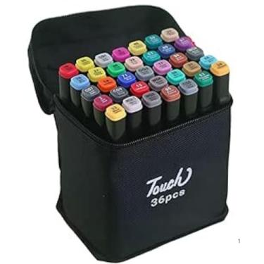 Imagem de Kit Caneta Marcador Permanente Para Colorir Desenho 36 Cores Ponta Dupla, Profissional Artistico Canetinha Bag Desenho para Colorir Codifiicadas por Cores